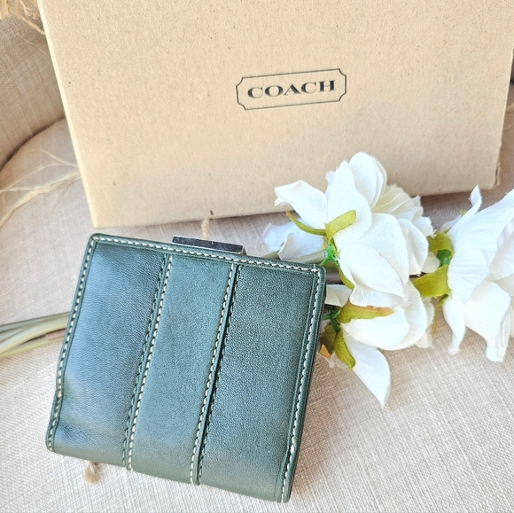 Vintage Coach Kisslock / Framed Wallet (Forest & Kelly Green) - Picture 3 of 10